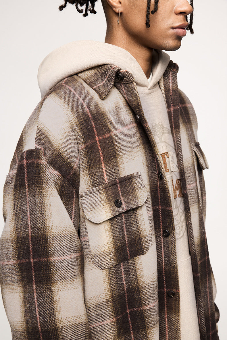 Léon™ | Veste à carreaux oversize style rétro japonais – Surchemise en flanelle