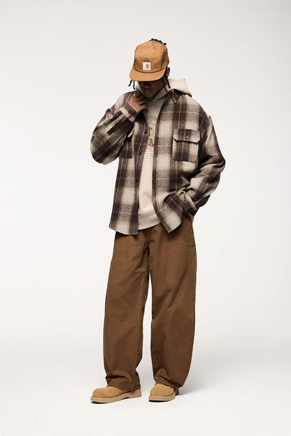 Léon™ | Veste à carreaux oversize style rétro japonais – Surchemise en flanelle