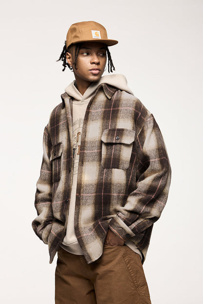 Léon™ | Veste à carreaux oversize style rétro japonais – Surchemise en flanelle