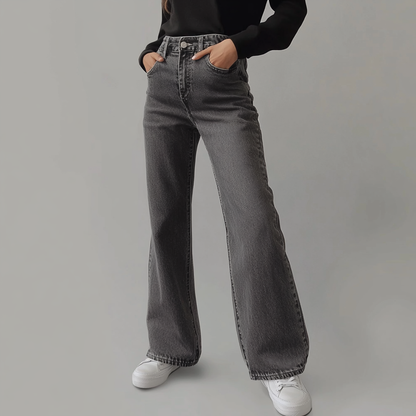 Clémence™ | Pantalon Femme Gris Wide Leg